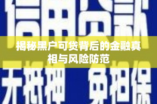 兴平揭秘黑户可贷背后的金融真相与风险防范