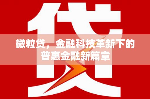 兴平微粒贷，金融科技革新下的普惠金融新篇章
